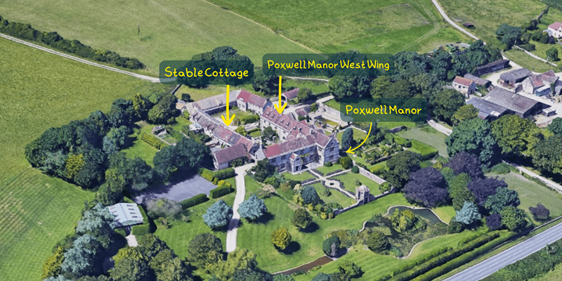 Aerial View of Stable Cottage at Poxwell Manor