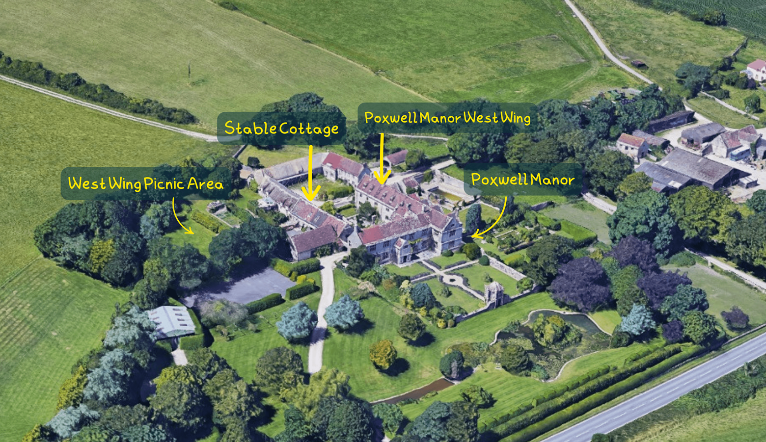Aerial View of Poxwell Manor West Wing