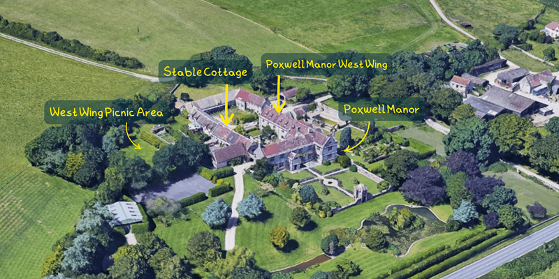 Aerial View of Poxwell Manor West Wing